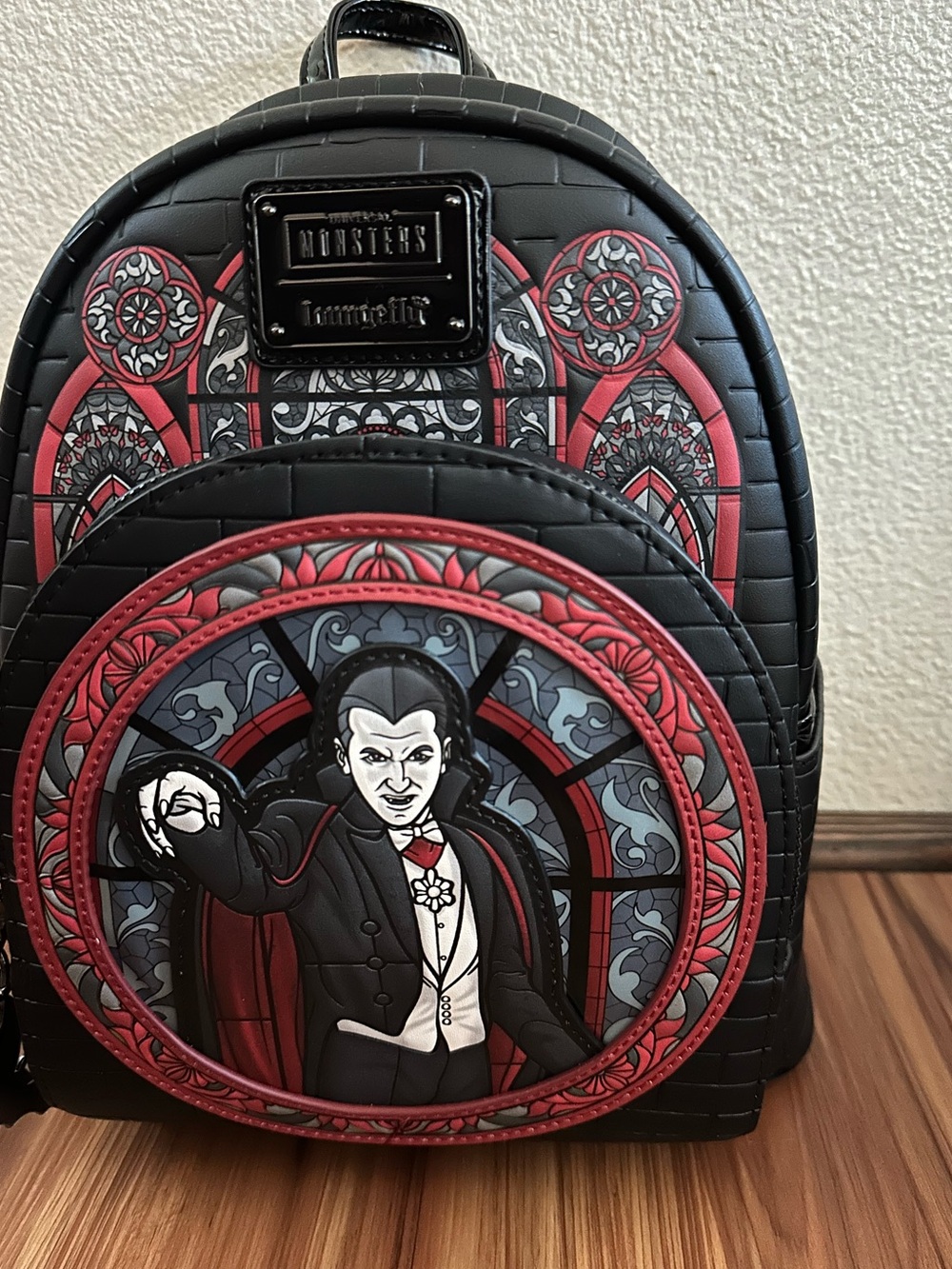 NWT Loungefly Universal Munsters Dracula Stained Glass Mini Backpack - Picture 3 of 5